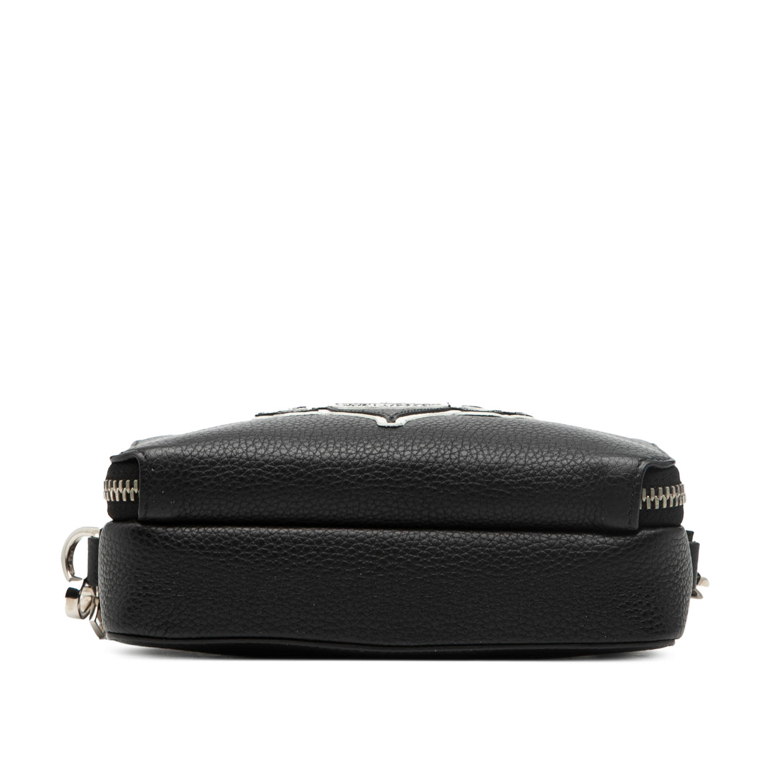 Dior Shawn Stussy Cuir de veau grainé Double Zip Pochette with Strap