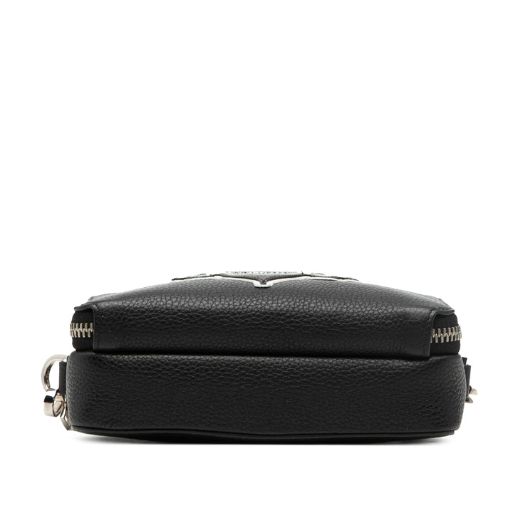 Dior Shawn Stussy Cuir de veau grainé Double Zip Pochette with Strap