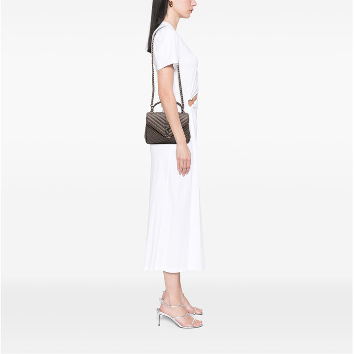 Saint Laurent Medium Chevron Sheepskin Monogram College Sac cartable Gris – GABY PARIS Authentique