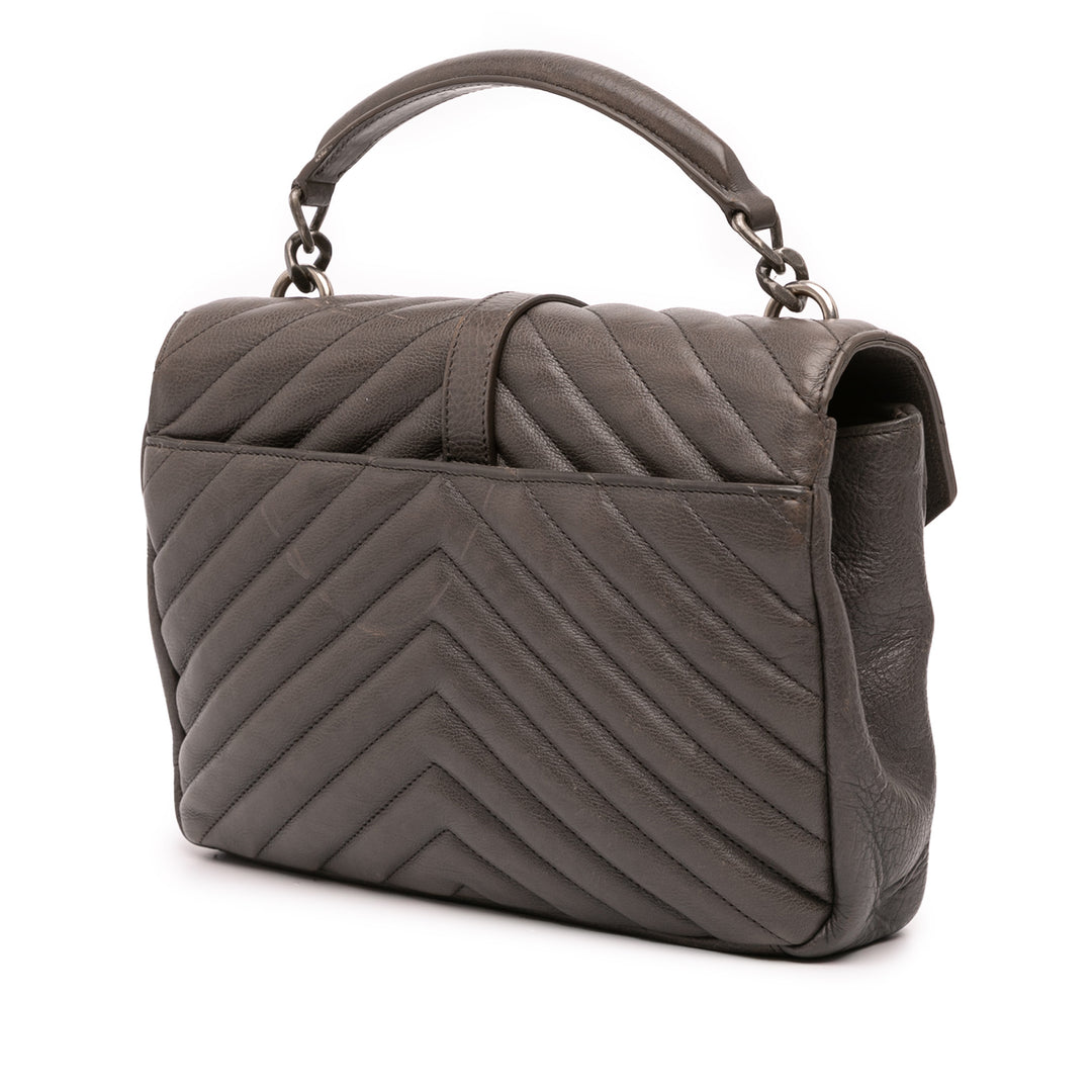 Saint Laurent Medium Chevron Sheepskin Monogram College Sac cartable Gris – GABY PARIS Authentique