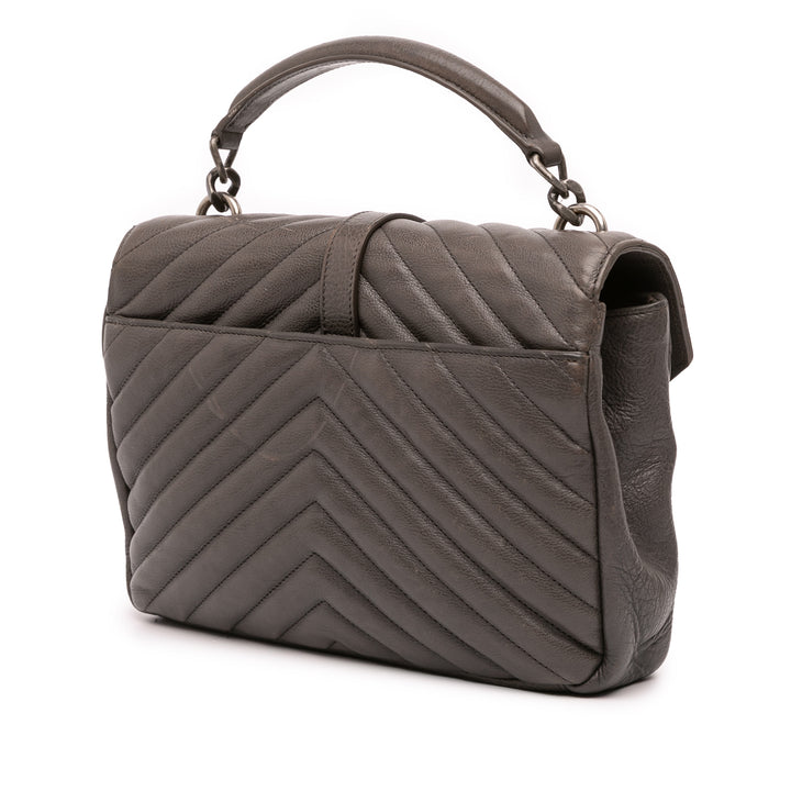 Saint Laurent Medium Chevron Sheepskin Monogram College Sac cartable Gris – GABY PARIS Authentique