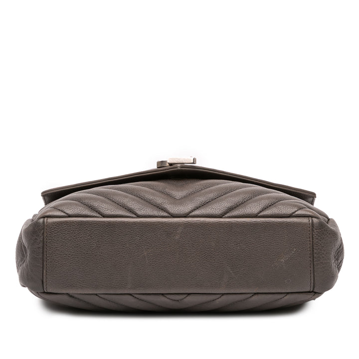 Saint Laurent Medium Chevron Sheepskin Monogram College Sac cartable Gris – GABY PARIS Authentique
