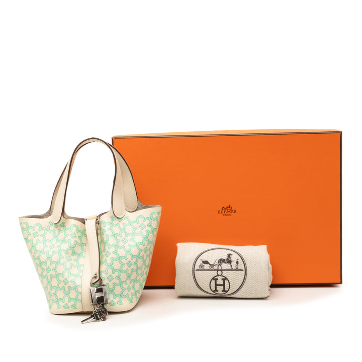 Hermès Lucky Daisy Picotin Lock 14 Micro Cuir Swift