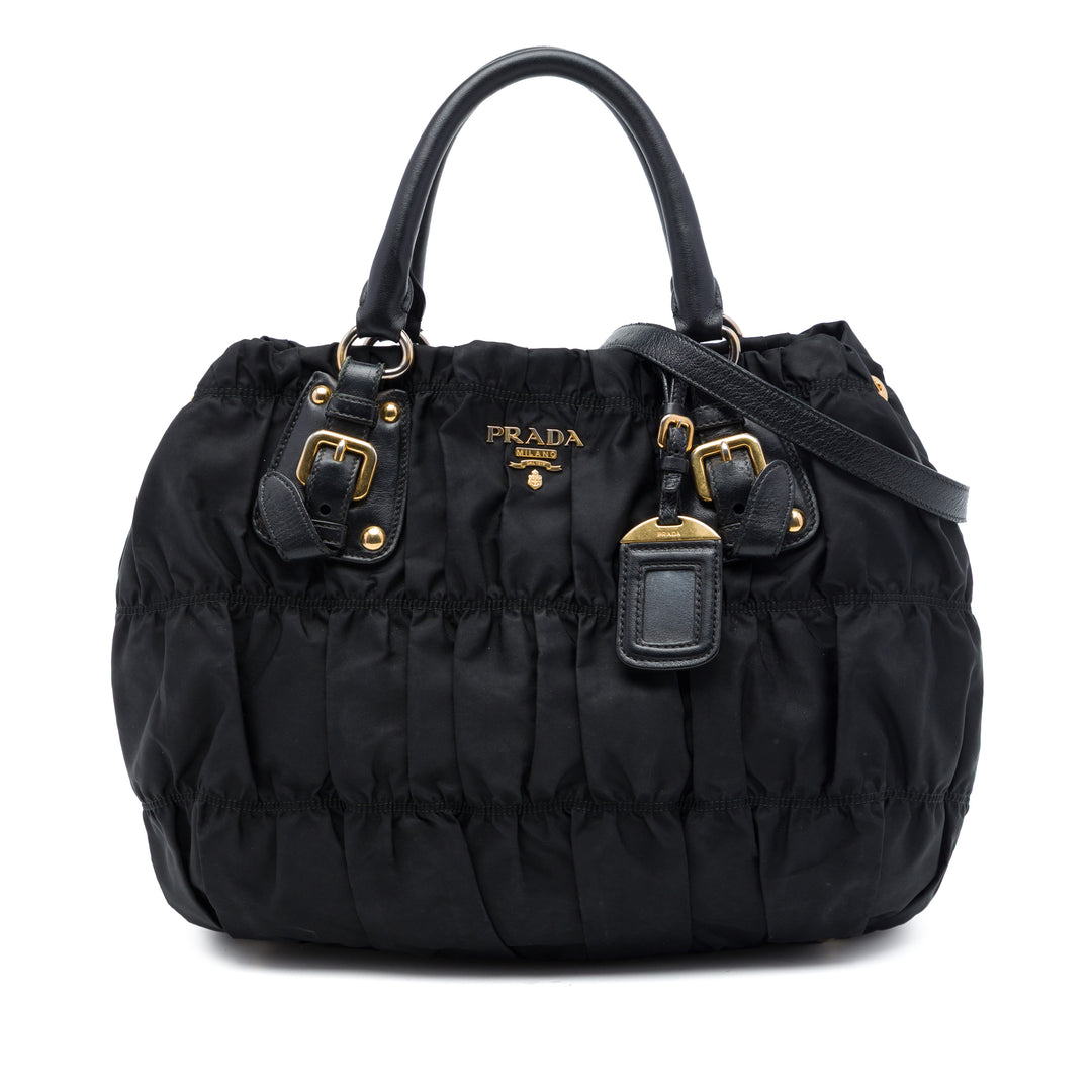 Prada Sac à main Gaufre Tessuto Noir – vue principale – GABY PARIS