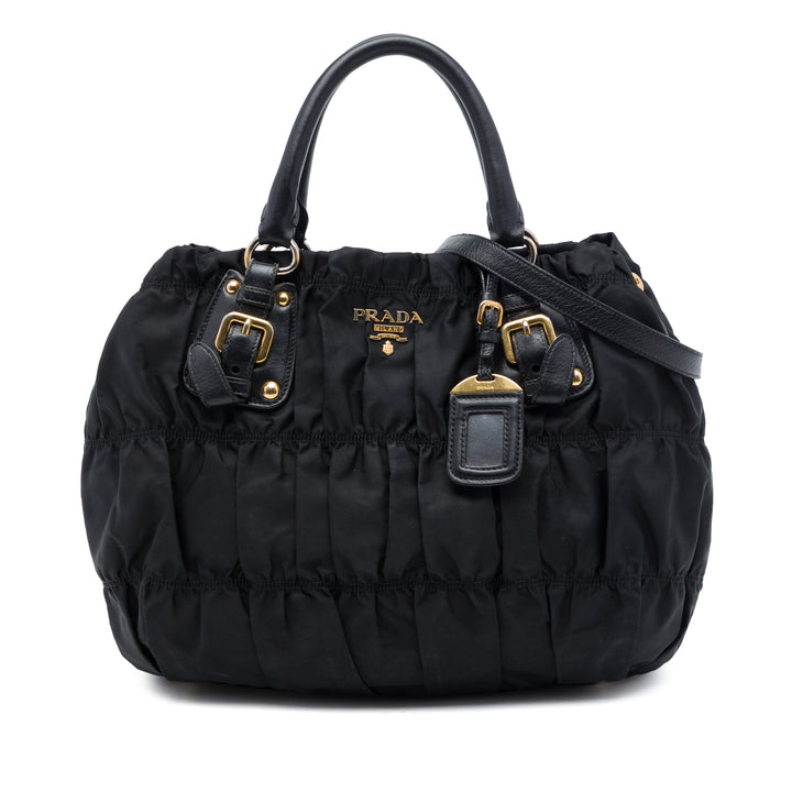 Prada Sac à main Gaufre Tessuto Noir – vue principale – GABY PARIS