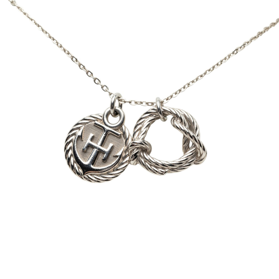 Hermès Palladium plaqué Cordage Rope Pendant Collier