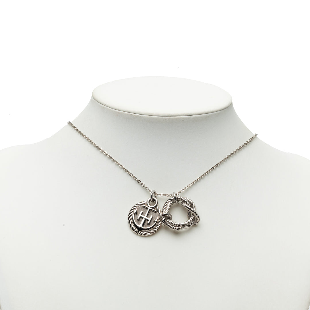 Hermès Palladium plaqué Cordage Rope Pendant Collier