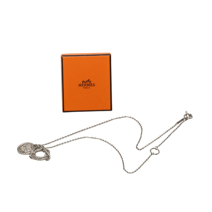 Hermès Palladium plaqué Cordage Rope Pendant Collier