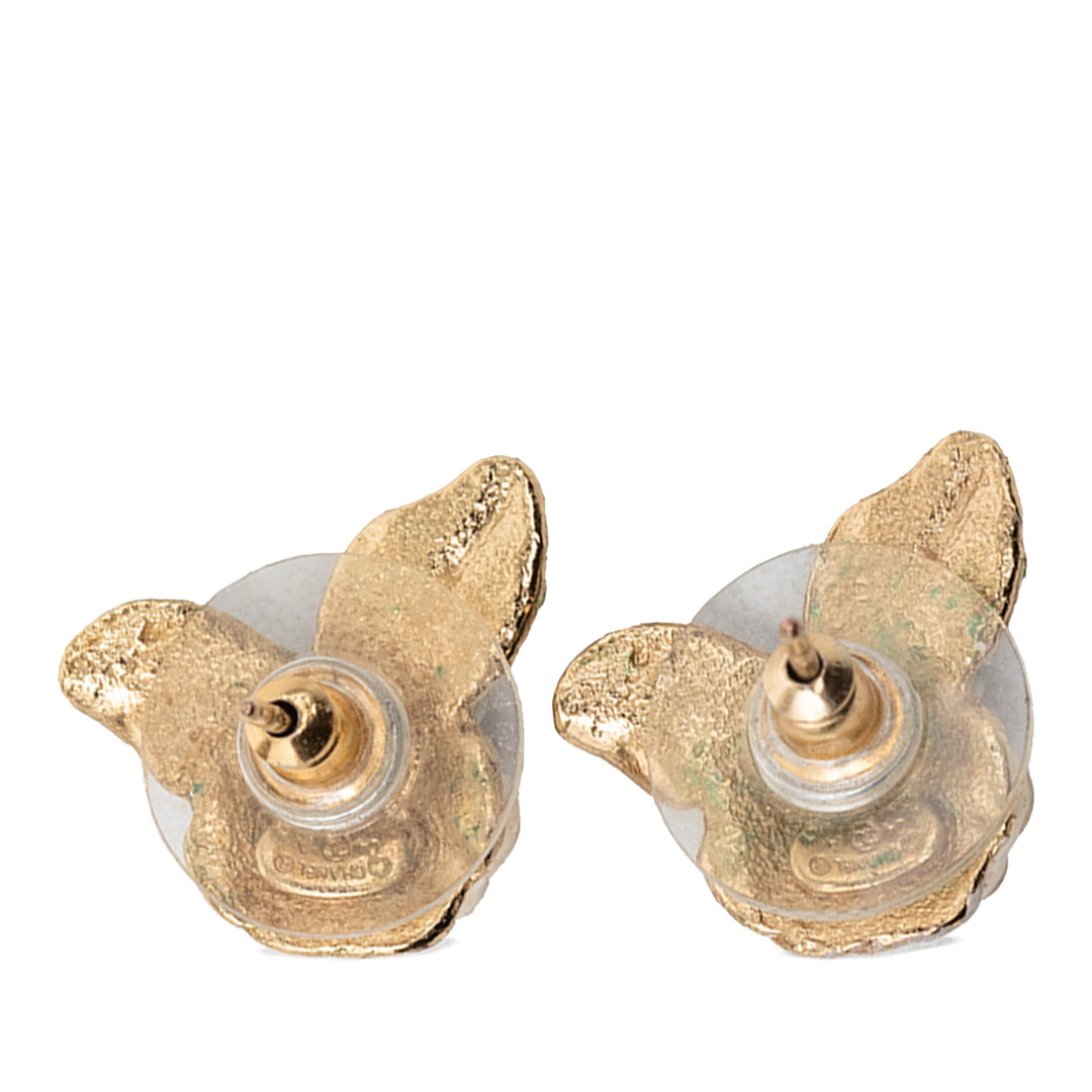 Chanel CC plaqué Émail Fall Camellia fermoir poussette Boucles d’oreilles