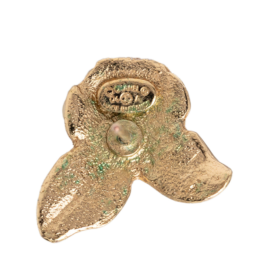 Chanel CC plaqué Émail Fall Camellia fermoir poussette Boucles d’oreilles