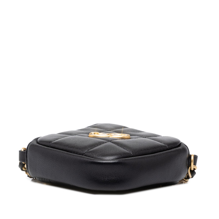 Chanel CC Matelassé Diamond Pochette avec chaîne Cuir d'agneau Noir – vue 3 – GABY PARIS