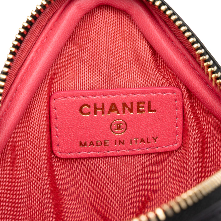 Chanel CC Matelassé Diamond Pochette avec chaîne Cuir d'agneau Noir – vue 5 – GABY PARIS