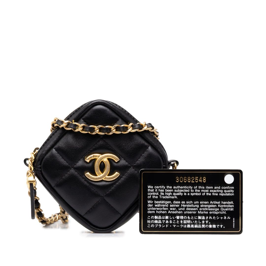 Chanel CC Matelassé Diamond Pochette avec chaîne Cuir d'agneau Noir – vue 7 – GABY PARIS