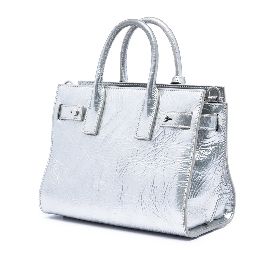 Saint Laurent Nano Metallic froissé Cuir de veau Supple Sac De Jour Sac