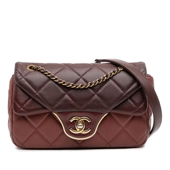 Chanel CC Tricolor Quilted Cuir d’agneau Double rabat Rouge