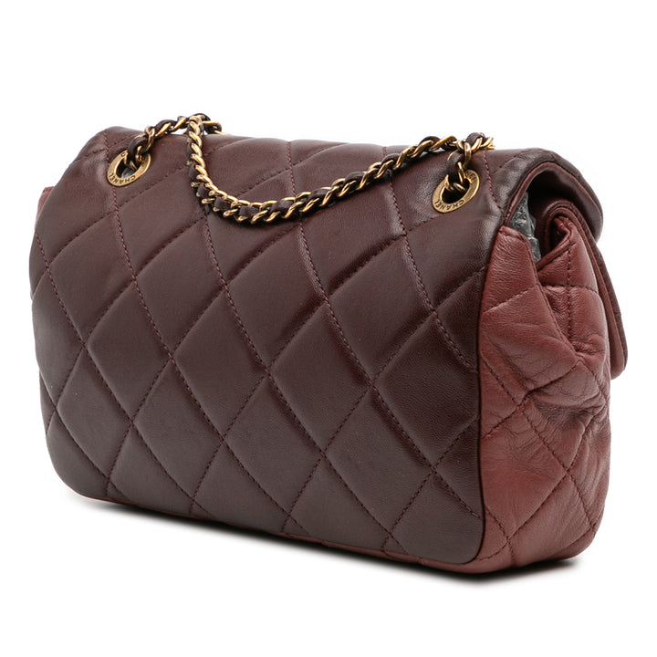 Chanel CC Tricolor Quilted Cuir d’agneau Double rabat Rouge