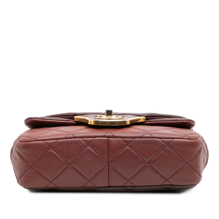 Chanel CC Tricolor Quilted Cuir d’agneau Double rabat Rouge