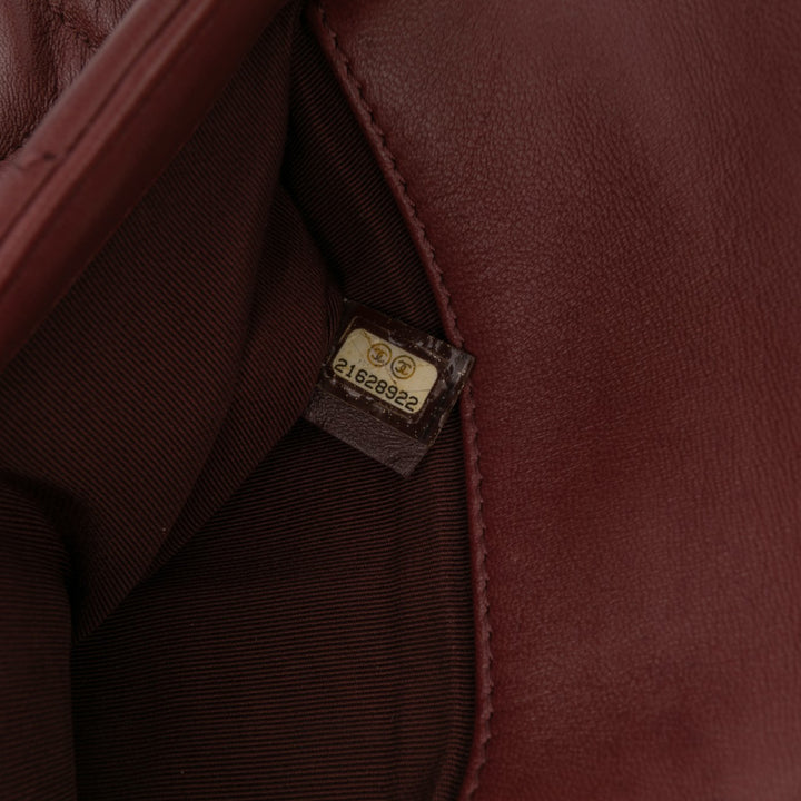 Chanel CC Tricolor Quilted Cuir d’agneau Double rabat Rouge