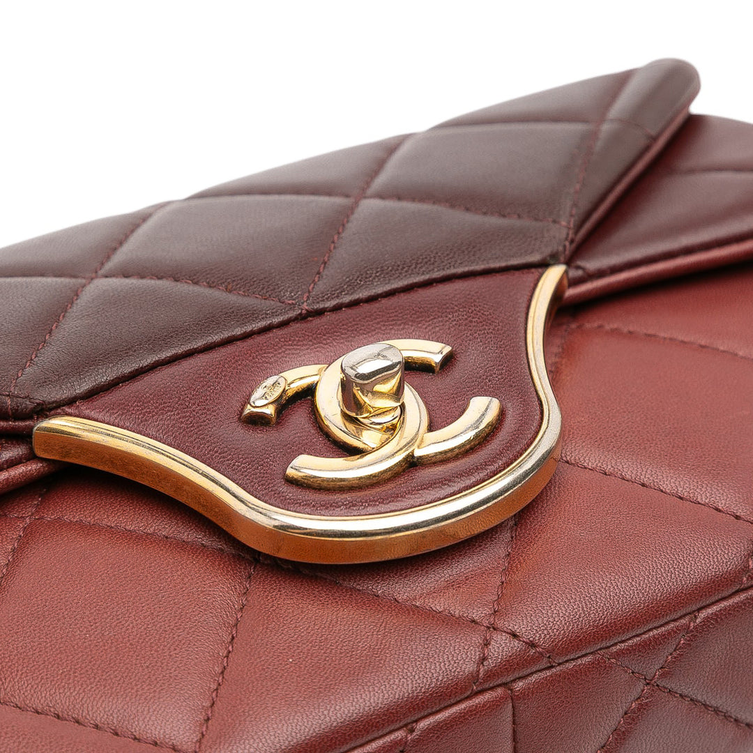 Chanel CC Tricolor Quilted Cuir d’agneau Double rabat Rouge