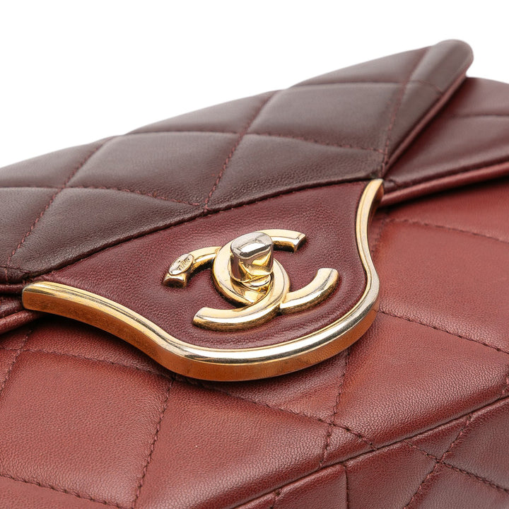 Chanel CC Tricolor Quilted Cuir d’agneau Double rabat Rouge