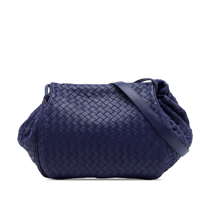 Bottega Veneta Sac bandoulière Intrecciato à rabat nappa Bleu – vue principale – GABY PARIS