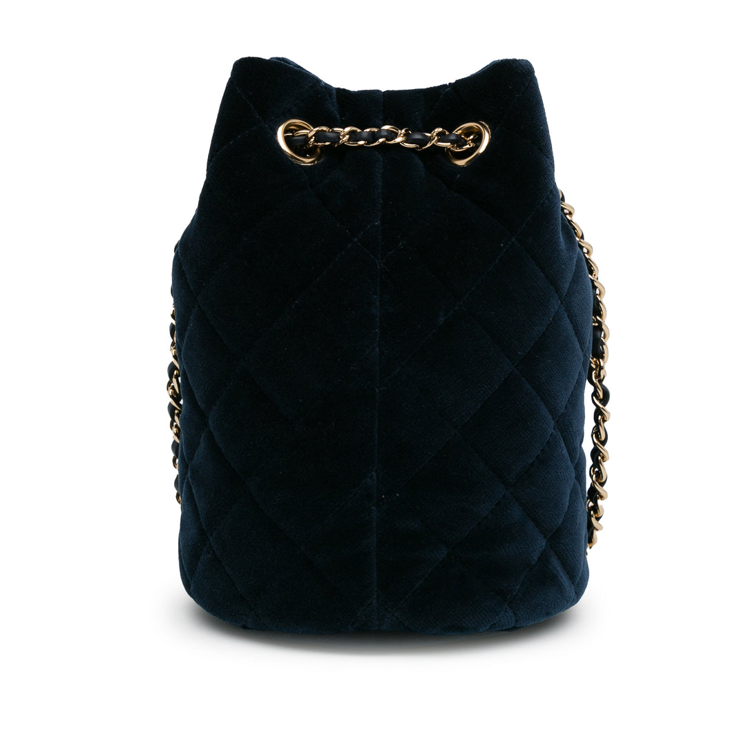 Velvet Crystal Pearl Crush Bucket Bag Blue - Gaby Paris