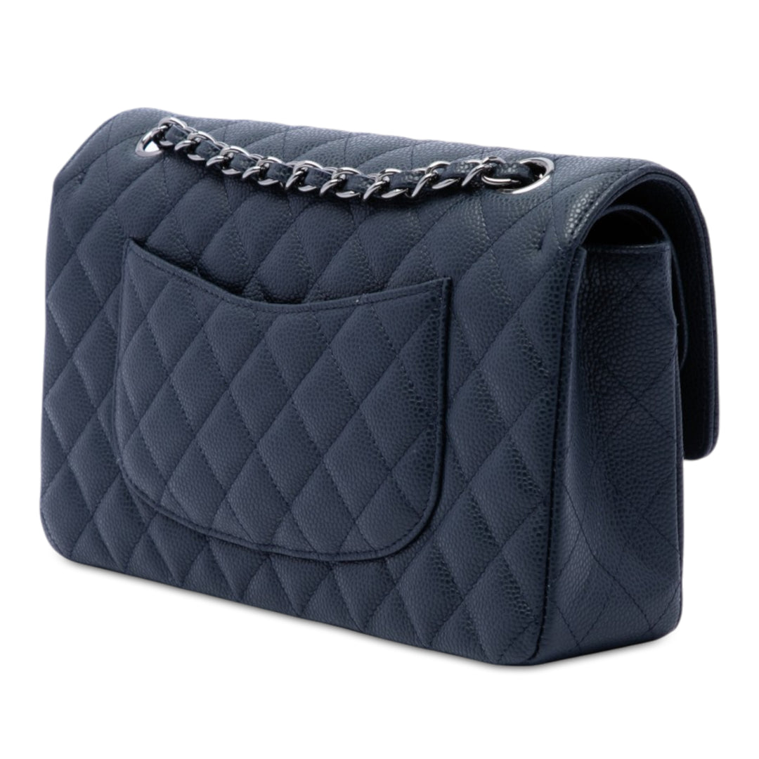 Chanel Classic Double rabat Moyen Cuir caviar Bleu – vue 2 – GABY PARIS