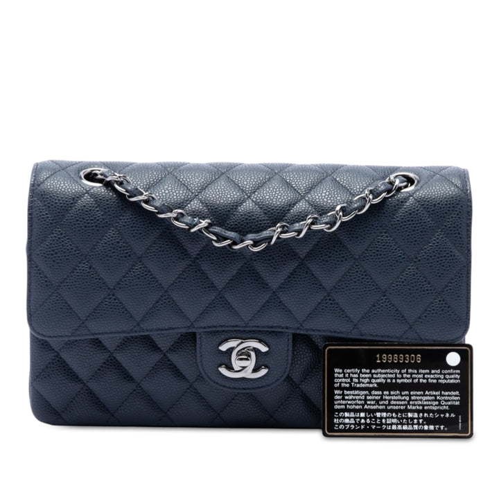 Chanel Classic Double rabat Moyen Cuir caviar Bleu – vue 7 – GABY PARIS