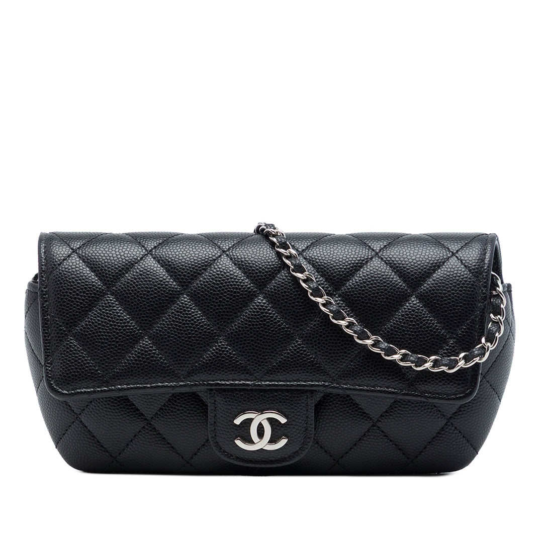 Chanel CC Matelassé Sunglasses Étui avec chaîne Cuir caviar Noir – vue principale – GABY PARIS