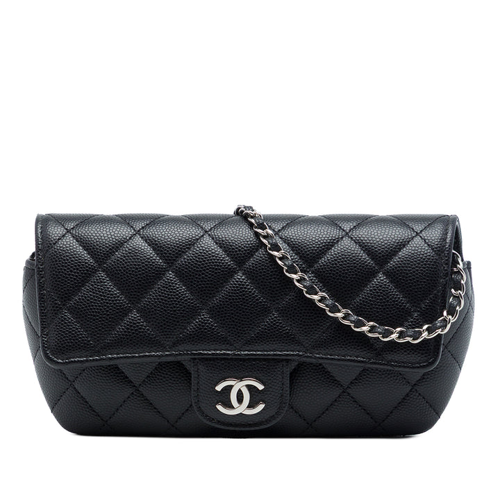 Chanel CC Matelassé Sunglasses Étui avec chaîne Cuir caviar Noir – vue principale – GABY PARIS