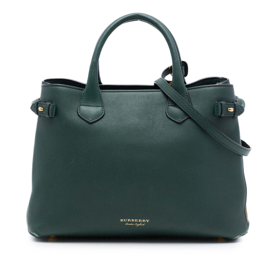 Burberry House Check Banner Sac Moyen Cuir