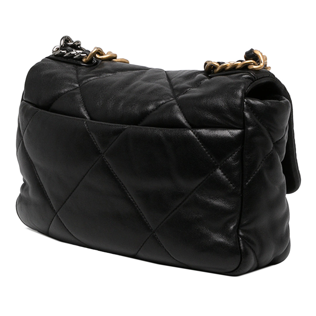 Chanel Sac à main 19 à rabat Moyen Cuir d'agneau Noir – vue 2 – GABY PARIS