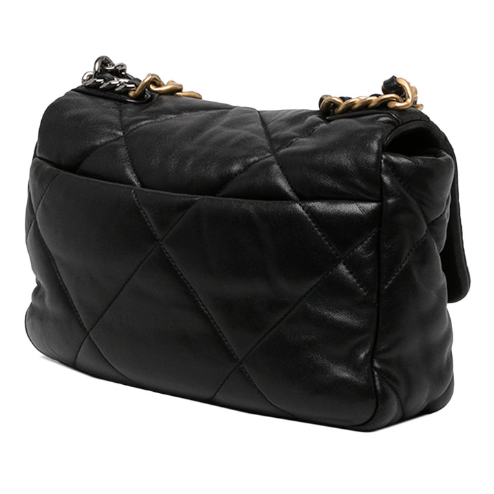 Chanel Sac à main 19 à rabat Moyen Cuir d'agneau Noir – vue 2 – GABY PARIS