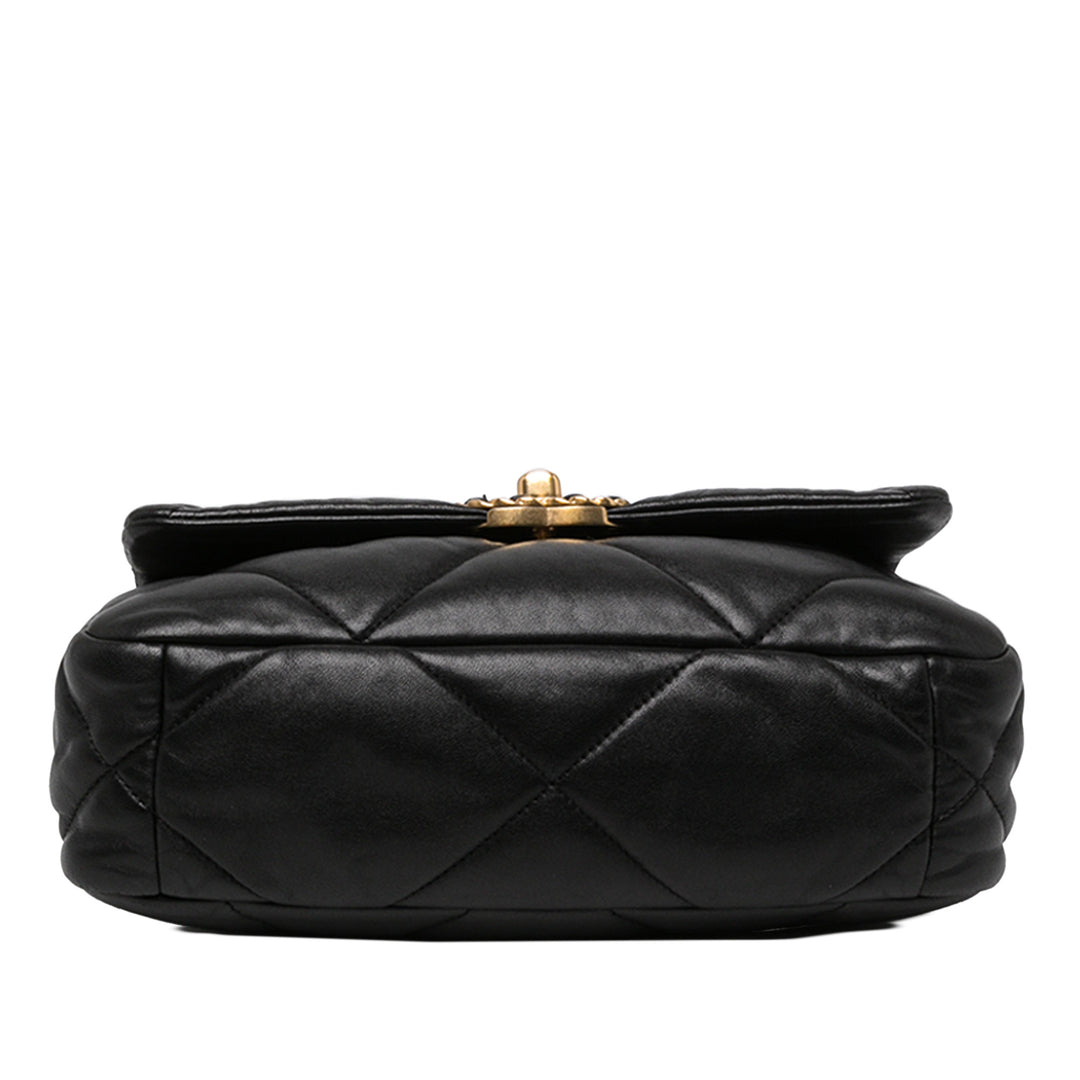 Chanel Sac à main 19 à rabat Moyen Cuir d'agneau Noir – vue 3 – GABY PARIS