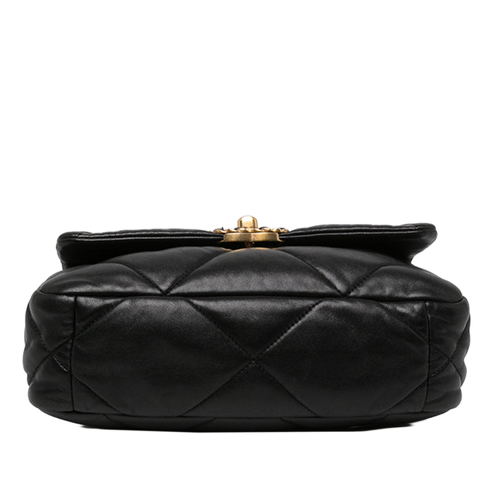 Chanel Sac à main 19 à rabat Moyen Cuir d'agneau Noir – vue 3 – GABY PARIS