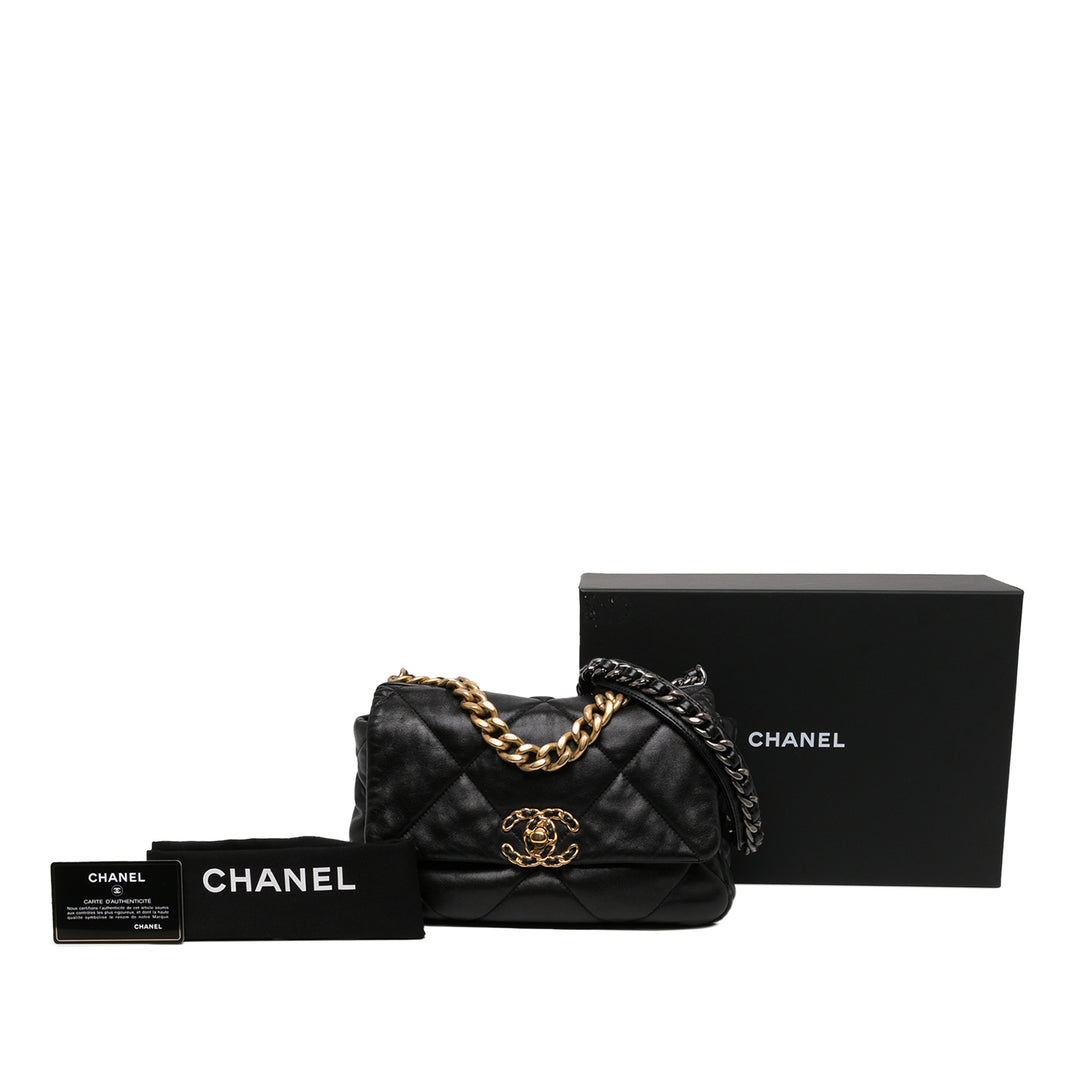 Chanel Sac à main 19 à rabat Moyen Cuir d'agneau Noir – vue 6 – GABY PARIS