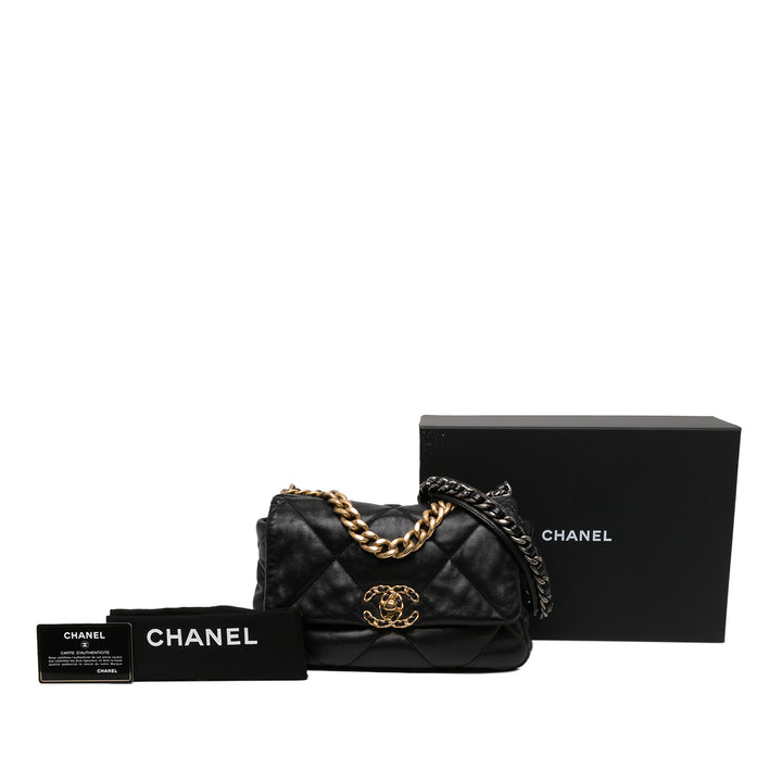 Chanel Sac à main 19 à rabat Moyen Cuir d'agneau Noir – vue 6 – GABY PARIS
