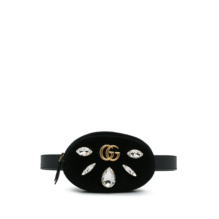 GG Marmont Velvet Belt Bag Black - Gaby Paris