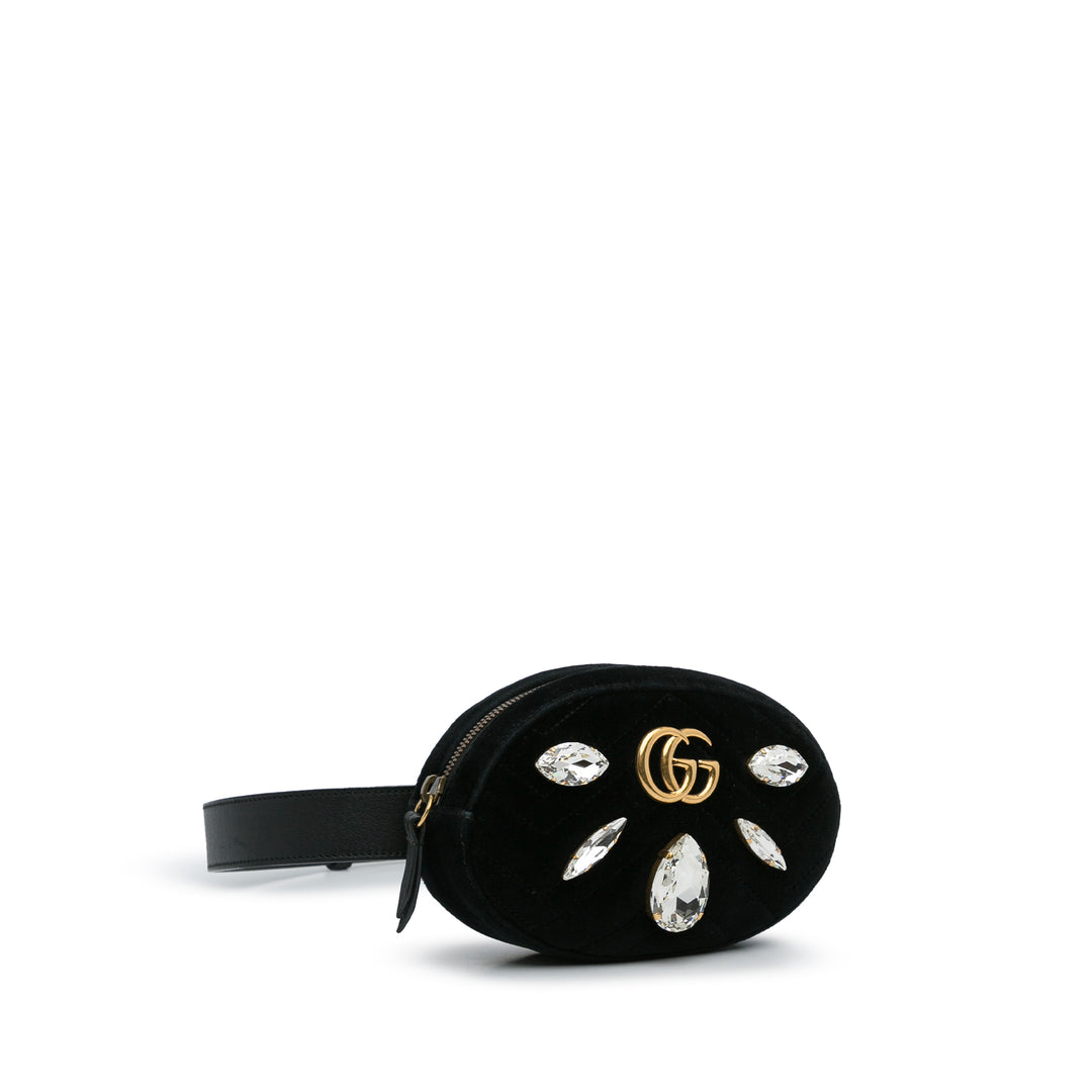 GG Marmont Velvet Belt Bag Black - Gaby Paris