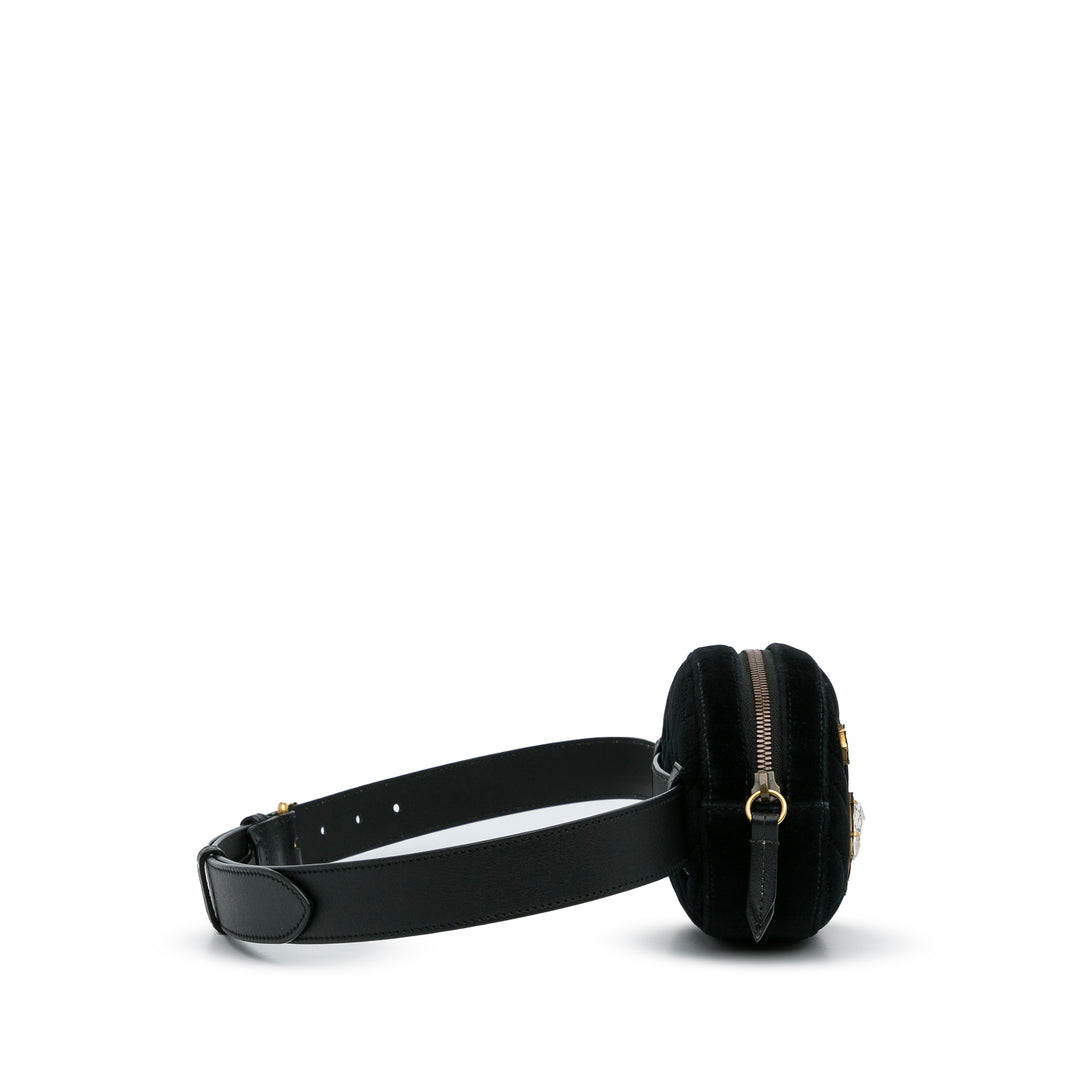 GG Marmont Velvet Belt Bag Black - Gaby Paris