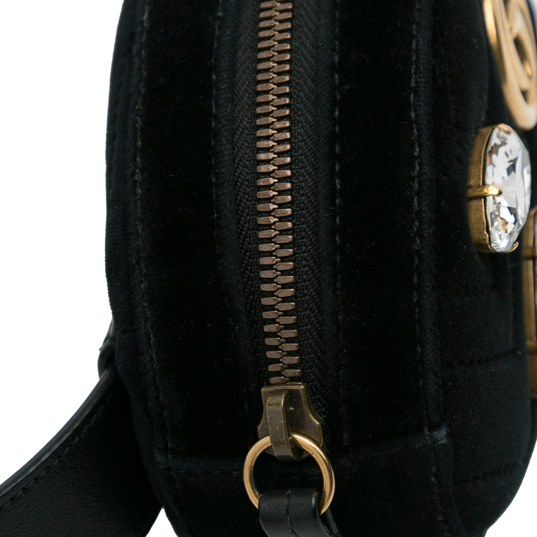 GG Marmont Velvet Belt Bag Black - Gaby Paris