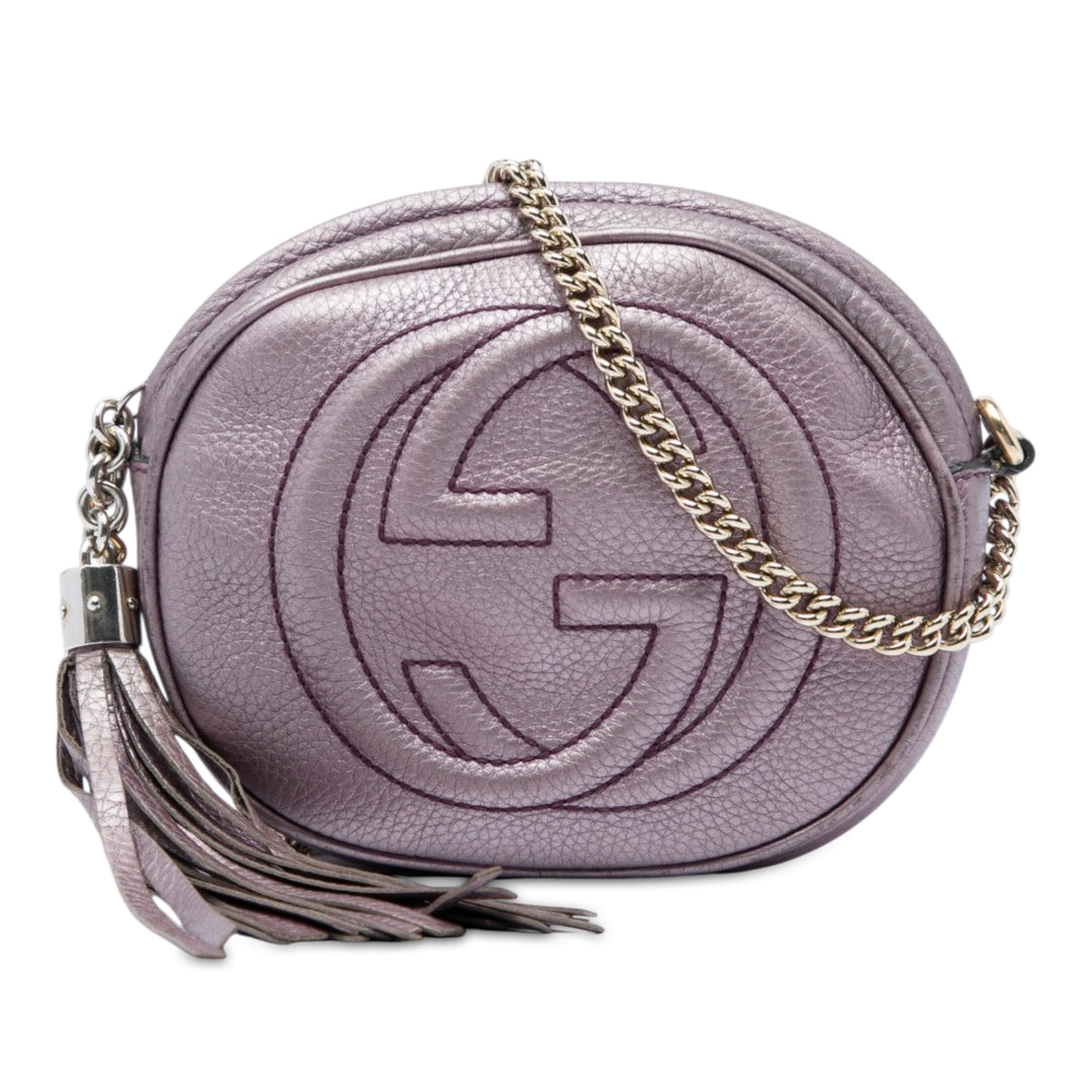 Métallisé Pebbled Soho Chaîne Sac Mini Cuir de veau Violet