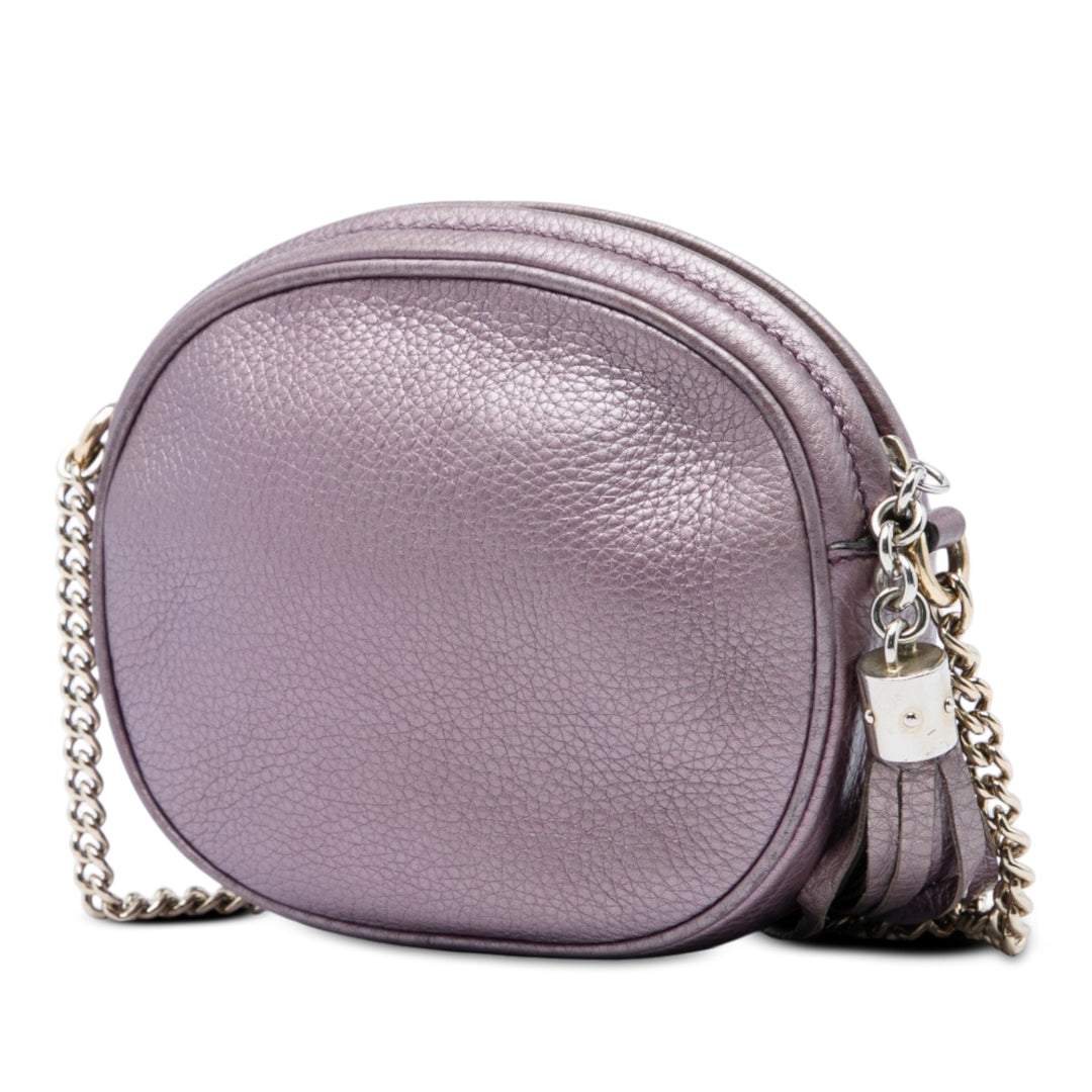 Métallisé Pebbled Soho Chaîne Sac Mini Cuir de veau Violet