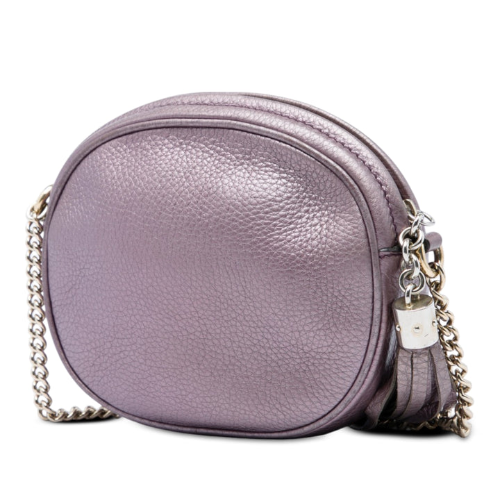 Métallisé Pebbled Soho Chaîne Sac Mini Cuir de veau Violet