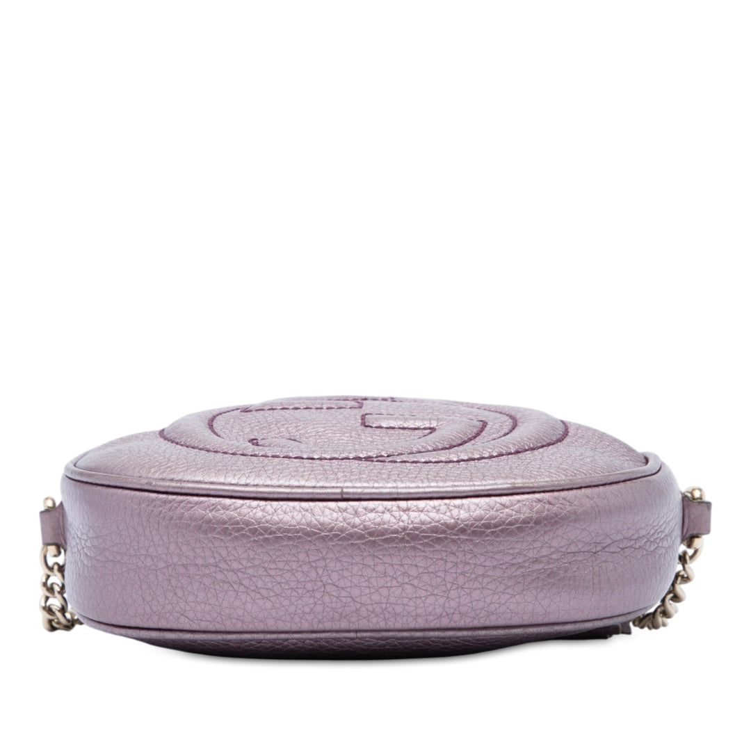 Métallisé Pebbled Soho Chaîne Sac Mini Cuir de veau Violet