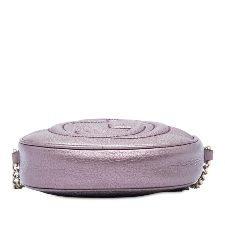Métallisé Pebbled Soho Chaîne Sac Mini Cuir de veau Violet