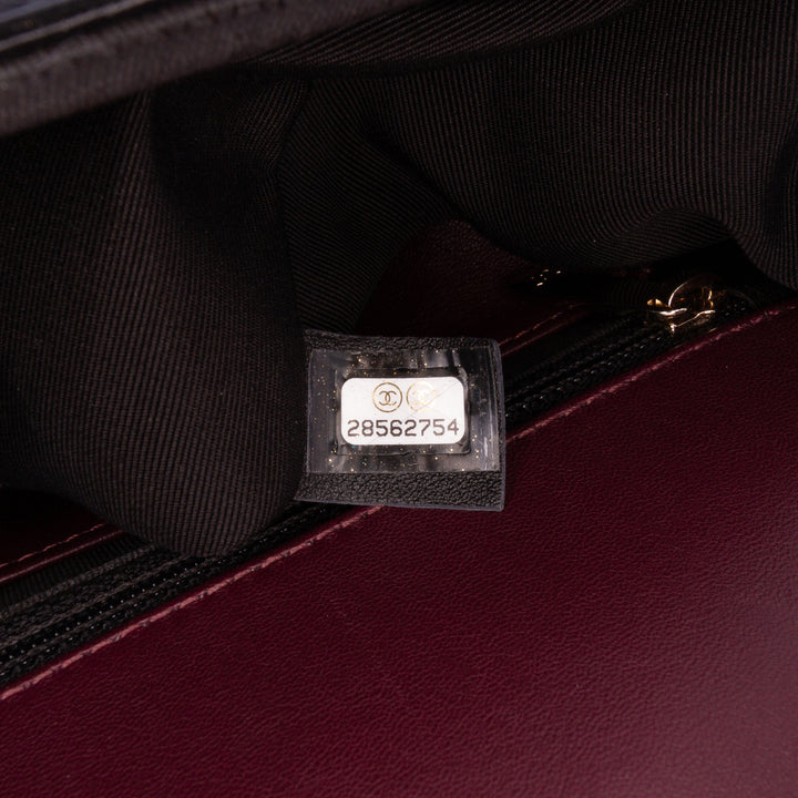 Chevron Shiny Lambskin Miroir Flap Black - Gaby Paris
