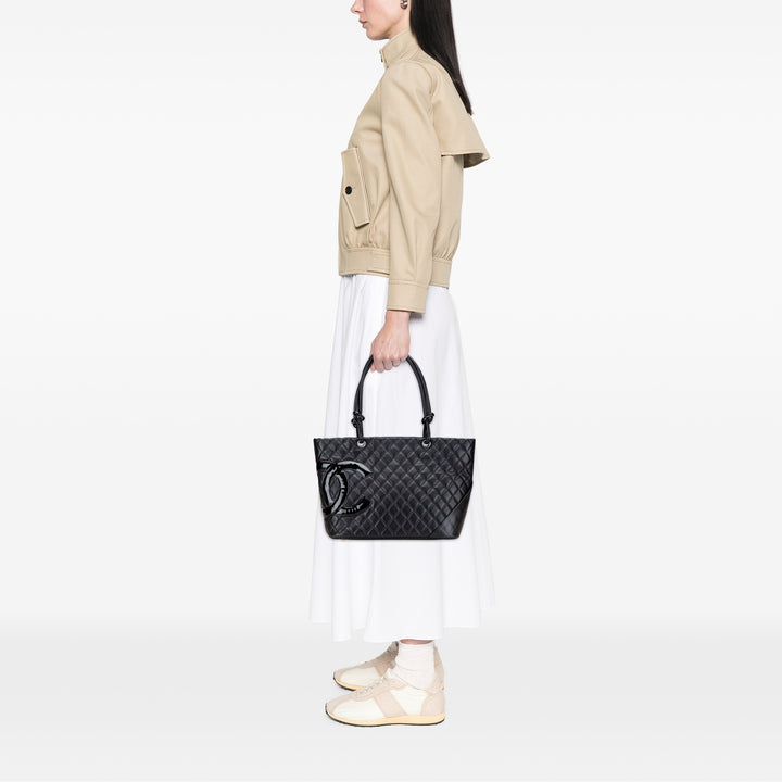 Chanel Large Cuir d’agneau Cambon Ligne Cabas Noir