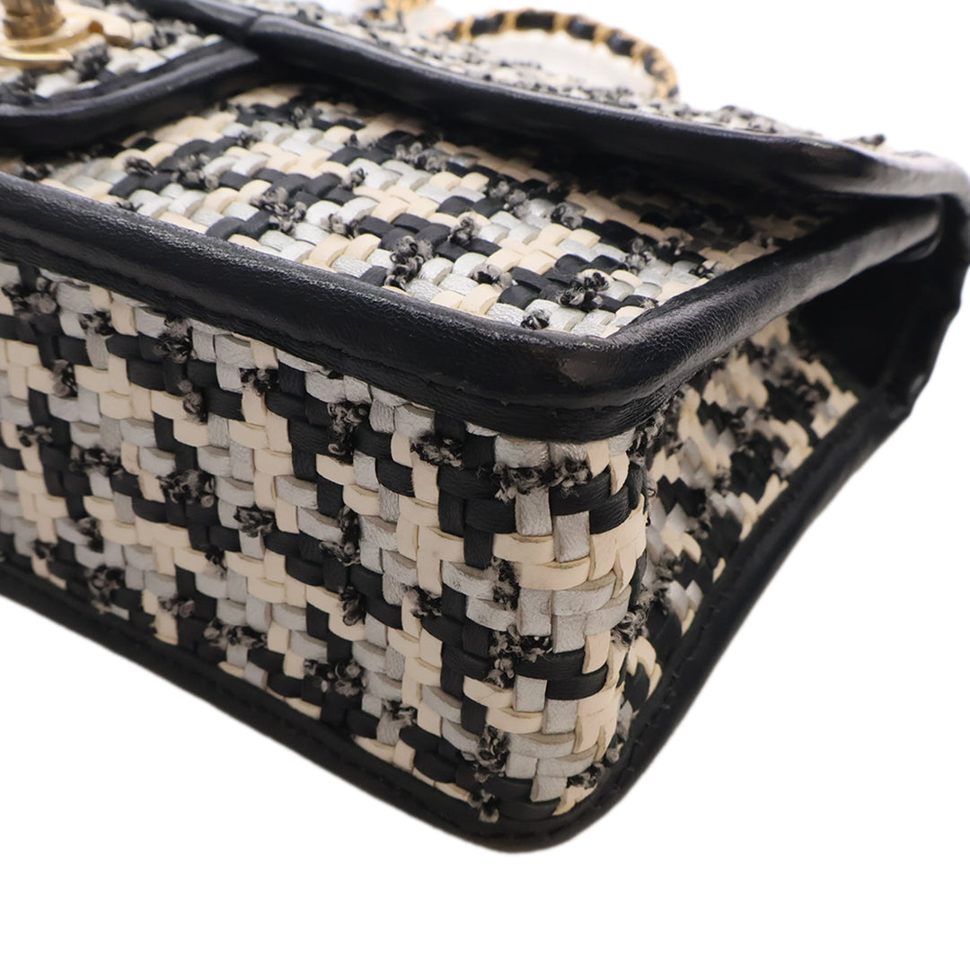 CC Tissé et Viscose Houndstooth Rabat simple Cuir d'agneau Noir