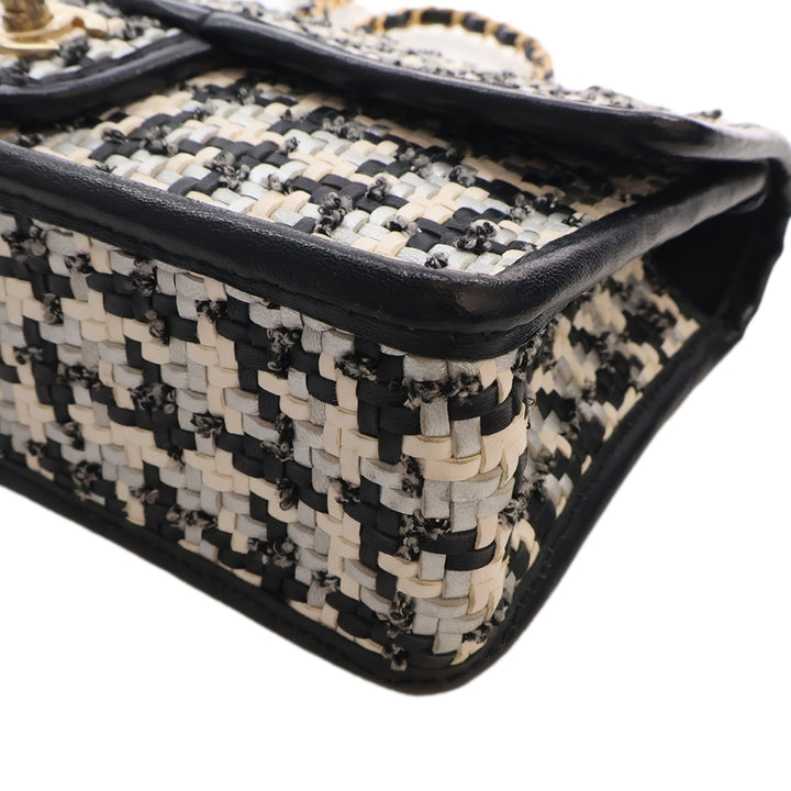 CC Tissé et Viscose Houndstooth Rabat simple Cuir d'agneau Noir